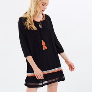Solito AU Black Orange Fringe Tassel Dress Cover S